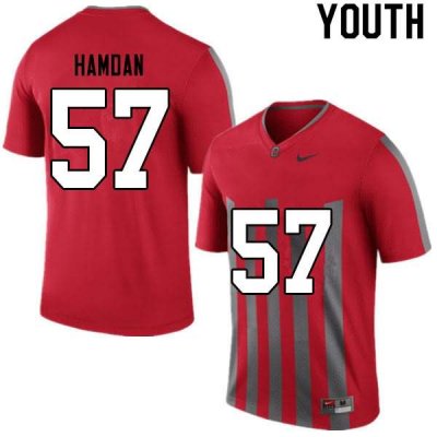 NCAA Ohio State Buckeyes Youth #57 Zaid Hamdan Retro Nike Football College Jersey RYM4345JY